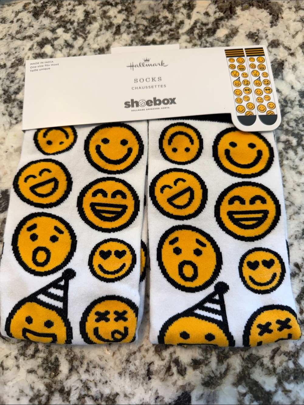 Hallmark White & Yellow Emoji Novelty Crew Socks